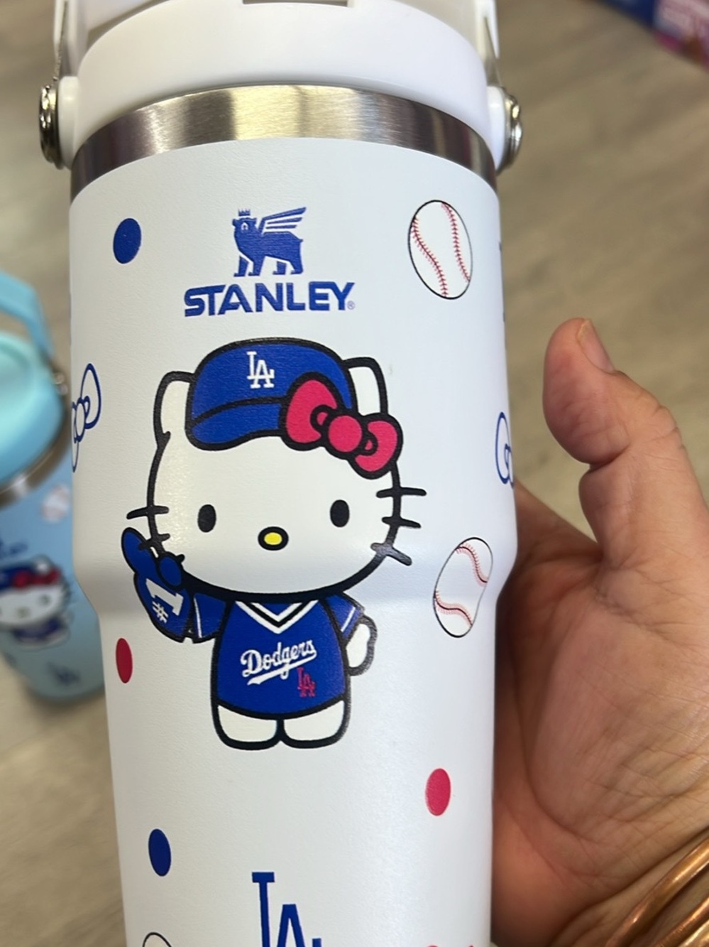 Stanley White Tumbler with Hello Kitty Dodgers Graphic